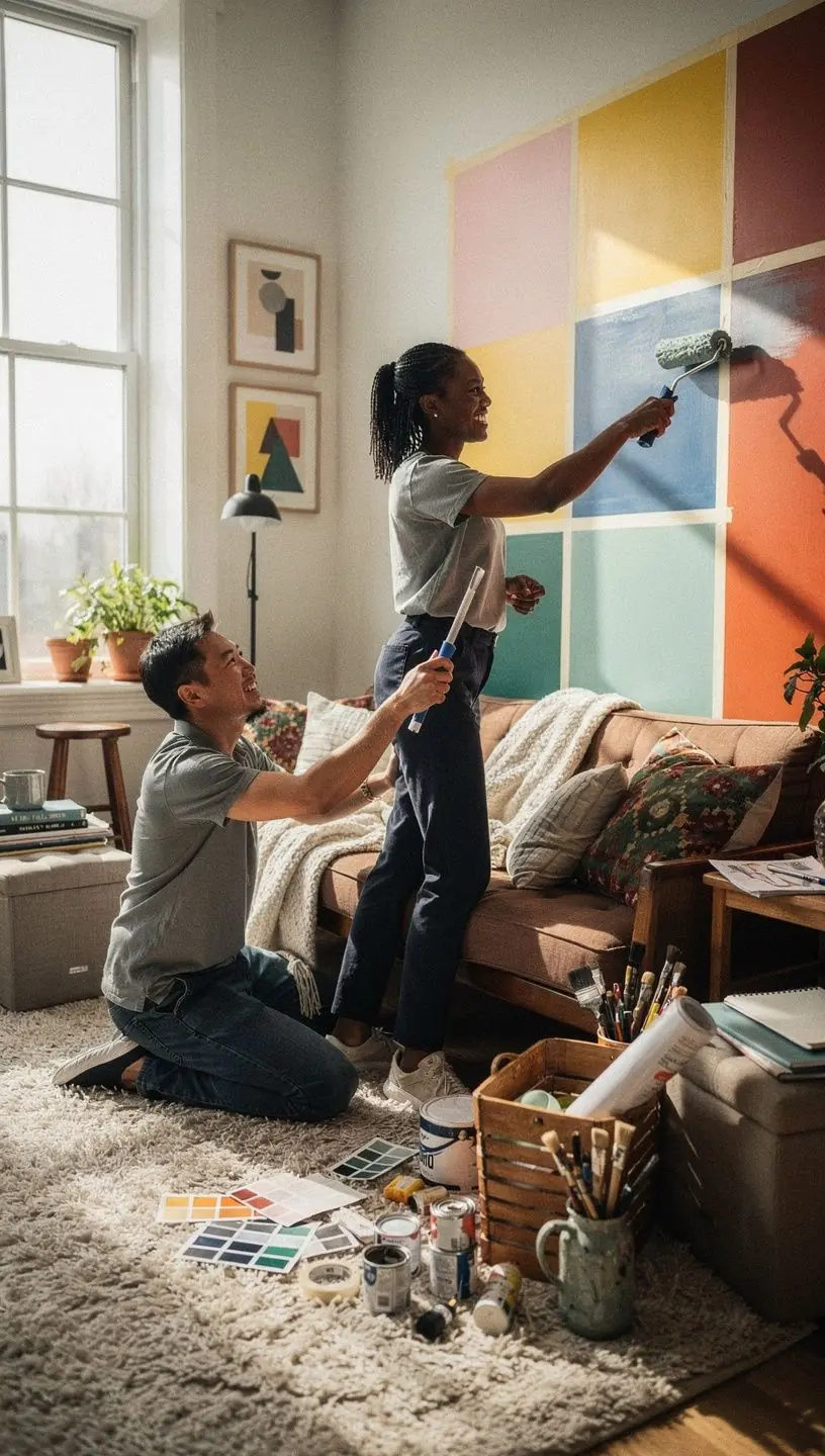 Przestronny przedpokój z półkami na buty i dekoracyjnym oświetleniem sufitowym.